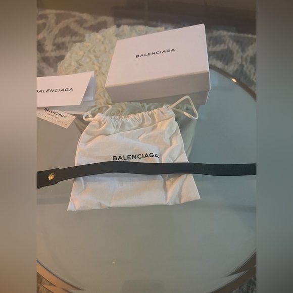 Balenciaga Black Leather Triple Wrap Bracelet Gold Hardware - Picture 5 of 7